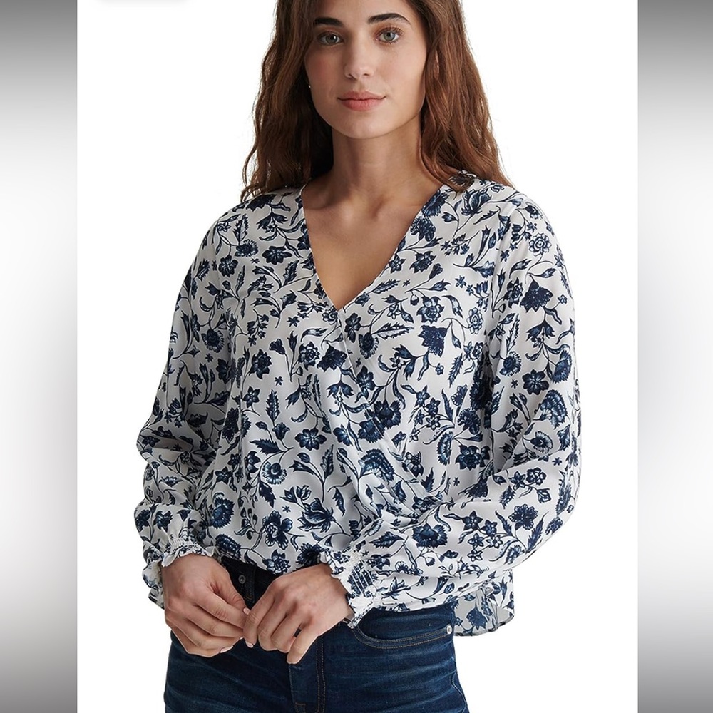 NWT Lucky Brand Long Sleeve Surplice V-Neck Blouse, XXL